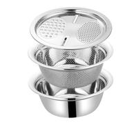 LOLIPPYY Set Râpe et Bassins Multifonctions Acier Inoxydable avec Passoire pour Légumes Fruits et Préparation Usage Polyvalent Cuisine