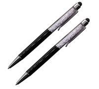 LOLIPPYY Stylo Cristal Diamant Lot de 2 Stylets pour Écran Tactile Noir Pointe Souple Fixation Pratique Recharges Remplaçables pour Tablette et Téléphone
