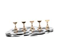 LOLIPPYY Support De Pratique De Manucure En Acrylique à Motif Vache 5 Pièces Dorées Pour Nail Art Débutants Entraînement Salon De Beauté