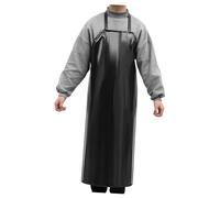 LOLIPPYY Tablier Imperméable Industriel PVC Noir Résistant Huile et Acides sans Manches Halter Unisexe pour Boucherie Cuisine et Travaux Polyvalents