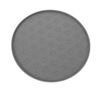 LOLIPPYY Tapis D’Alimentation en Silicone Antidébordement pour Animaux Tapis Antidérapant Rond 27 CM Gris à Empreintes de Pattes pour Chiens Chats et Petits Animaux