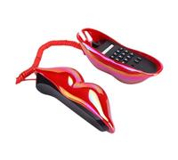 LOLIPPYY Téléphone Filaire à Lèvres Rouges Original Ornement de Table en Plastique Rouge Fonction D’appel Claire Décoration Intérieure pour Maison et Bureau Accessoire Décoratif Unique