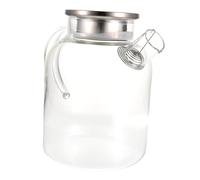 LOLIPPYY Théière Verre Transparente Capacité Importante avec Couvercle Acier Pichet Multi-usage Ergonomique pour Eau Froide et Infusion Design Pratique pour Usage Quotidien et Réception