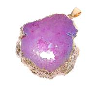 LOLIPPYY Tranche De Pierre Précieuse Agate Naturelle Diy Pour Fabrication De Pendentifs, Pièce Unique Rose Bordée Or, Accessoires Collier Pour Artisanat Bijou Femme, Décoration Élégante