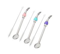 LOLIPPYY Yerba Mate Bombilla Pailles avec Cuillère Filtrante et Brosse de Nettoyage Pailles Réutilisables pour Thé et Infusions Accessoires de Boisson et Facile à Nettoyer