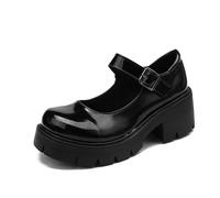 Lolita Chaussures Mary Jane japonaises pour femme - Style vintage - Uniforme à talon haut - Pour cosplay - Grande taille, Lumière noire., 40 EU