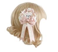 Lolita Coiffe, Bandeau Lolita, Bandeau for femmes Lolita large bandeau en dentelle oreilles d'ours bandeau accessoires de cheveux avec bandeau de cheveux arc(Pink Bear Hair Clip)