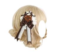Lolita Coiffe, Bandeau Lolita, Bandeau for femmes Lolita large bandeau en dentelle oreilles d'ours bandeau accessoires de cheveux avec bandeau de cheveux arc(Coffee Bear Hair Clip)