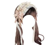 Lolita Coiffe, Bandeau Lolita, Bandeau for femmes Lolita large bandeau en dentelle oreilles d'ours bandeau accessoires de cheveux avec bandeau de cheveux arc(Pink Headband)