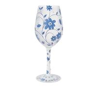 Lolita Enesco Designs Chinoiserie Charm Floral Verre à vin artisanal peint à la main Multicolore 445 ml, 15 ounce