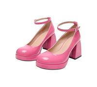 Lolita Escarpins élégants - Escarpins à talon bloc - Chaussures de soirée fermées - Élégantes et confortables - Bride de cheville - Talons hauts - Antidérapantes - Chaussures à talons souples, Rose