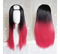 Lolita harajuku longue perruque de soie en forme de U en forme de U résistant à la chaleur Résistant à la fibre synthétique gradient foncé des cheveux foncés pour Cosplay 26inches / 66cm (Couleur: B)