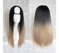 Lolita harajuku longue perruque de soie en forme de U en forme de U résistant à la chaleur Résistant à la fibre synthétique gradient foncé des cheveux foncés pour Cosplay 26inches / 66cm (Couleur: B)
