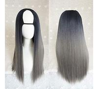 Lolita harajuku longue perruque de soie en forme de U en forme de U résistant à la chaleur Résistant à la fibre synthétique gradient foncé des cheveux foncés pour Cosplay 26inches / 66cm (Couleur: B)