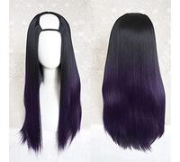 Lolita harajuku longue perruque de soie en forme de U en forme de U résistant à la chaleur Résistant à la fibre synthétique gradient foncé des cheveux foncés pour Cosplay 26inches / 66cm (Couleur: B)