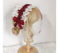 Lolita Maid Bandeau en dentelle douce pour fille avec nœud papillon Rouge