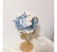 Lolita Maid Pince à cheveux en dentelle douce pour fille Motif tasse à thé Bleu