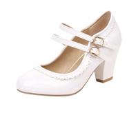 Lolita Mary Janes Chaussures à talons hauts pour femme Style classique à la mode Sweet Candy Color Lolita Mary Janes Robe de fête de mariage Chaussures de princesse, beige, 36 EU