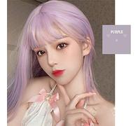 Lolita mignon Harajuku violet mixte rose perruques complètes moyenne longue perruque de Cosplay résistant à la chaleur avec frange + casquette gratuite M67
