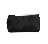 Lollanda Pochette élégante plissée en satin pour femme - Pour soirée, bal de fin d'année, fête de mariage, Noir , 20Inches, medium