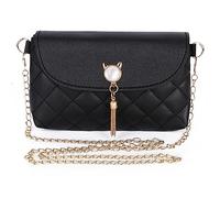 Lollanda Sac à main pour femme avec bandoulière, sacs à main avec franges mignonnes en forme de chat, sacs messager à bandoulière en cuir synthétique avec chaîne, sac à main carré rhombique pour