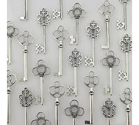 LolliBeads (TM) Antiqued Silver Skeleton Key Sets Tibetan Silver, Filigree Steampunk Keys (30 Pcs) by LolliBeads