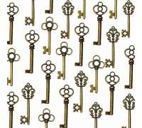 LolliBeads (TM) Mixed Set of 30 Large Skeleton Keys in Antique Bronze - Set of 30 Keys by LolliBeads