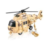 Lollipop Hélicoptère de sauvetage alimenté par friction de l'armée américaine - Modèle à l'échelle 1:16 Copter militaire avec crochet, lumière et son