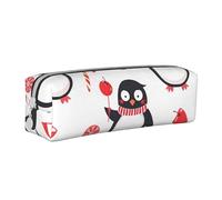 Lollipop Trousse à crayons cylindrique portable en cuir avec fermeture éclair Motif pingouin, blanc, Taille unique, Sac à dos d'école