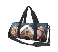 Lollipops Sac de sport en toile imprimée Motif sapins de Noël Grande capacité pour week-end voyage d'affaires, Noir , Taille unique