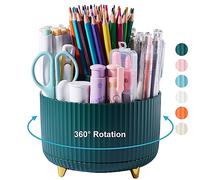 Lolocor Porte-stylos rotatif à 360 degrés - Organiseur de bureau multifonction pour bureau, école, fournitures d'art à la maison, bleu foncé