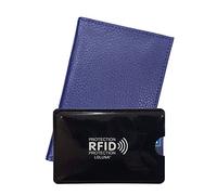 LOLUNA® Etui Carte Grise Cuir, permis Conduire Voiture + étui Carte RFID, identité, Assurance, 4 Volets, Plusieurs Couleur Homme et Femme - Bleu Roi