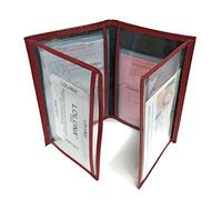 LOLUNA® Etui Carte Grise Cuir, permis Conduire Voiture, identité et Assurance - 4 Volets - Plusieurs Couleur Homme et Femme - Rouge