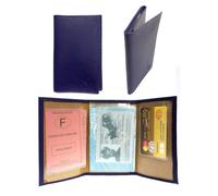 LOLUNA® - Porte Papier Voiture en Cuir Graine Souple - Format 3 Volets Compact - Etui Carte Grise, permis, identité, Assurance, crédit, dans Plusieurs Couleur pour Homme et Femme - Bleu Roi