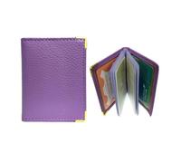 LOLUNA® Etui porte carte crédit 22 pages, format livre compact en cuir pour carte bancaire, visite, fidélité, Navigo - Violet