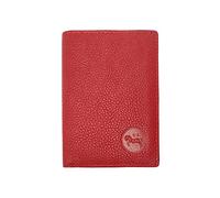 LOLUNA® Etui Porte Carte de crédit RFID - NFC- 3 Volets - 9 Cartes - Mini Portefeuille - Compact - Homme/Femme - Cuir Vachette Véritable Rouge