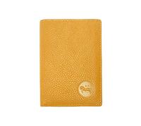 LOLUNA® Etui Porte Carte de crédit RFID - NFC- 3 Volets - 9 Cartes - Mini Portefeuille - Compact - Homme/Femme - Cuir Vachette Véritable - Jaune Moutarde