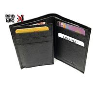 LOLUNA® Etui porte carte de crédit RFID - NFC, 3 volets 9 cartes, petit et fin, Mini Portefeuille, Homme / Femme, Cuir Vachette Noir