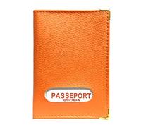 LOLUNA® Etui protège Passeport français et Autres Pays en Cuir Robuste Compact Existe en Plusieur Couleur (Orange)