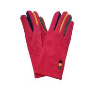 LOLUNA® Gants femme chauffant confortable extensible, multicolore 4 boutons, doigt tactile smartphone, douceur velouté extérieur, douceur plume intérieur - Rouge