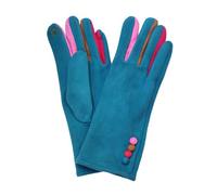 LOLUNA® Gants femme chauffant confortable extensible, multicolore 4 boutons, doigt tactile smartphone, douceur velouté extérieur, douceur plume intérieur - Turquoise