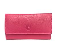 LOLUNA® Grand Porte-Monnaie Cuir spacieux avec Rabat, 2 Poches zippées, Compagnon, Portefeuille, 14 Cartes, Billet, Monnaie et identité - Fuchsia