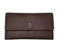 LOLUNA® Grand Porte-Monnaie Cuir spacieux avec Rabat - 2 Poches zippées - Compagnon - Portefeuille 14 Cartes - Billet - Monnaie - identité - Idée Cadeau pour Femme - Brun