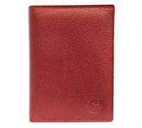 LOLUNA® Grand Portefeuille Classique en Cuir Vachette Souple 4 Volets Pratique pour Placer Carte Grise - permis - identité - Cartes - Billet - Monnaie - Idée Cadeau pour Homme et Femme - Rouge