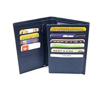 LOLUNA® Grand Portefeuille Classique en Cuir Vachette Souple 4 Volets Pratique pour Placer Carte Grise - permis - identité - Cartes - Billet - Monnaie - Idée Cadeau pour Homme et Femme - Bleu Marine