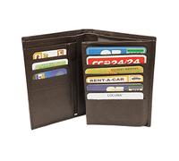 LOLUNA® Grand Portefeuille Classique en Cuir Vachette Souple 4 Volets Pratique pour Placer Carte Grise - permis - identité - Cartes - Billet - Monnaie - Idée Cadeau pour Homme et Femme - Brun