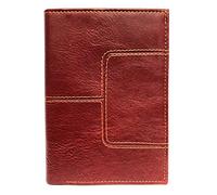 LOLUNA® Grand Portefeuille Fantaisie surpiqué 4 Volets pour Ranger 8 Cartes - Ticket - Billet - Monnaie - Permis - Identité - Carte Grise - Assurance - en Simili Cuir Doux pour Homme et Femme - Rouge