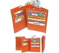 LOLUNA® Grand Portefeuille Classique en Cuir Vachette Souple 4 Volets Pratique pour Placer Carte Grise - permis - identité - Cartes - Billet - Monnaie - Idée Cadeau pour Homme et Femme - Orange