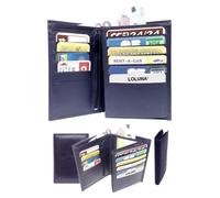LOLUNA® Grand portefeuille homme cuir véritable 4 volets pour carte grise, permis, identité, cartes, billet et monnaie - Violet
