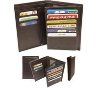 LOLUNA® Grand Portefeuille Classique en Cuir Vachette Souple 4 Volets Pratique pour Placer Carte Grise - permis - identité - Cartes - Billet - Monnaie - Idée Cadeau pour Homme et Femme - Brun